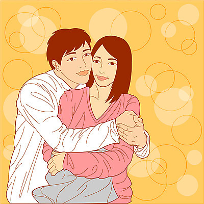 EPS 라이프스타일 커플 여자 남자 감정 일러스트 포옹 사랑 사람 상반신 성인 두명 하트 성인만 국내일러스트 모양 관계 안기 생활 파일형식 벡터