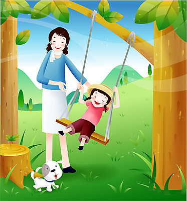 EPS 주간 여자 딸 행복 어린이 일러스트 가정 가족 엄마 휴식 사람 취미 야외 두명 라이프 공휴일 자녀 개 그네 주말 여자만 국내일러스트 자연요소 기념일 감정 컨셉 포유류 관계 생활 파일형식 벡터