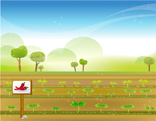 EPS 주간 백그라운드 밭 일러스트 자연 고추 하늘 풍경 사람없음 야외 농장 주말농장 국내일러스트 자연요소 농업 채소 생태계 파일형식 벡터