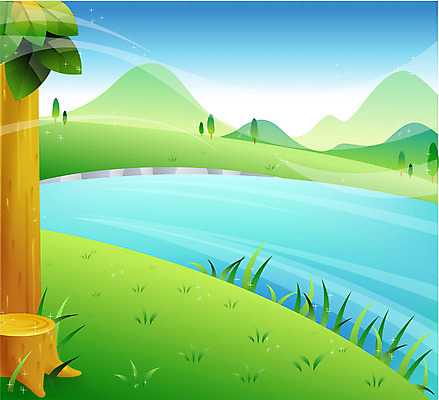 EPS 주간 나무 사계절 계절 백그라운드 일러스트 자연 하늘 풍경 사람없음 야외 강 봄 국내일러스트 자연요소 식물 생태계 파일형식 벡터