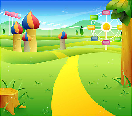 EPS 주간 시설물 현대건축 건축 백그라운드 일러스트 하늘 풍경 사람없음 야외 놀이공원 놀이기구 상업시설 국내일러스트 자연요소 건축물 테마파크 시설 상업 파일형식 벡터