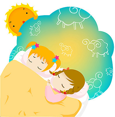 EPS 여자 어린이 일러스트 침구 휴식 사람 취미 두명 라이프 눕기 이불 잠 수면 저녁 꿈나라 여자만 어린이만 소녀만 국내일러스트 컨셉 모션 생활 물 꿈 야간 파일형식 벡터