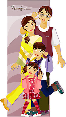 EPS 전신 여자 남자 딸 행복 아들 일러스트 가족 엄마 서기 사람 여러명 화목 아빠 국내일러스트 감정 다수 컨셉 관계 모션 파일형식 벡터