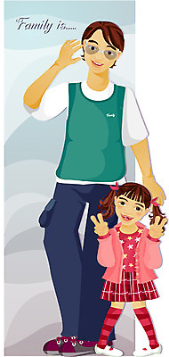 EPS 전신 여자 남자 딸 행복 일러스트 가족 서기 사람 두명 화목 아빠 부녀 국내일러스트 감정 컨셉 관계 모션 파일형식 벡터