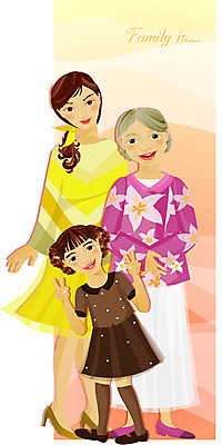 EPS 전신 여자 노년 딸 행복 할머니 일러스트 가족 엄마 손녀 서기 사람 세명 화목 여자만 성인여자만 노인만 성인만 노인여자만 국내일러스트 감정 컨셉 관계 모션 성인 손주 파일형식 벡터