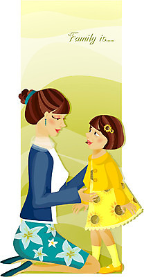 EPS 전신 여자 딸 행복 일러스트 가족 모녀 엄마 사람 두명 화목 여자만 국내일러스트 감정 컨셉 관계 파일형식 벡터
