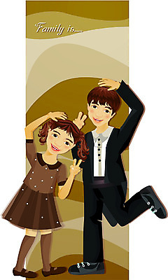 EPS 전신 여자 남자 어린이 일러스트 가족 남매 서기 사람 두명 여동생 오빠 어린이만 국내일러스트 관계 모션 동생 파일형식 벡터