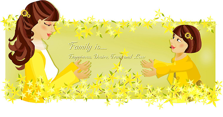 EPS 계절 여자 딸 행복 일러스트 가족 모녀 엄마 사람 상반신 두명 화목 봄 개나리 여자만 국내일러스트 꽃 감정 컨셉 관계 파일형식 벡터