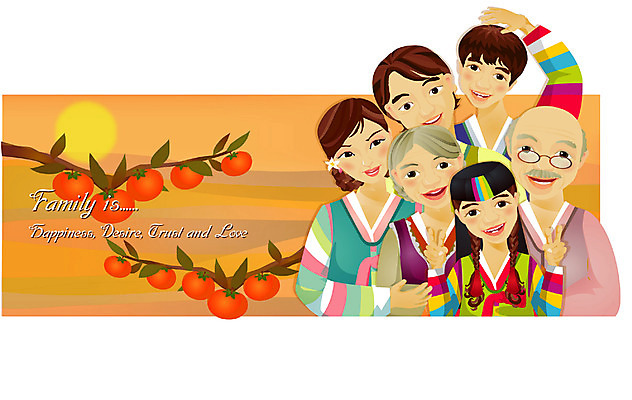 EPS 계절 여자 명절 할아버지 노년 남자 아들 할머니 일러스트 가족 손자 손녀 대가족 한국 감 사람 여러명 상반신 추석 가을 감나무 며느리 노인만 성인만 국내일러스트 나무 전통 기념일 아시아 다수 과일 관계 성인 손주 파일형식 벡터