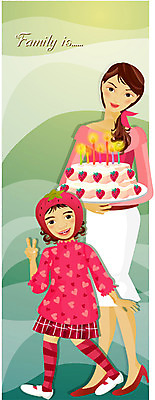 EPS 전신 여자 딸 행복 일러스트 가족 모녀 엄마 서기 사람 파티 케이크 화목 축하 생일 여자만 국내일러스트 기념일 감정 컨셉 관계 모션 디저트 이벤트 파일형식 벡터