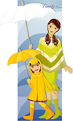 EPS 전신 여자 딸 행복 일러스트 우산 가족 모녀 엄마 날씨 서기 사람 야외 두명 화목 비 소서 여자만 국내일러스트 자연요소 감정 컨셉 관계 모션 여름 절기 파일형식 벡터