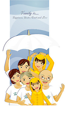 EPS 여자 할아버지 노년 남자 아들 할머니 일러스트 가족 날씨 손자 손녀 대가족 사람 여러명 상반신 야외 비 며느리 단체티 노인만 성인만 국내일러스트 자연요소 다수 티셔츠 관계 성인 손주 파일형식 벡터