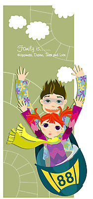 EPS 여자 남자 일러스트 가족 남매 사람 상반신 두명 놀이기구 여동생 롤러코스터 오빠 국내일러스트 관계 동생 파일형식 벡터