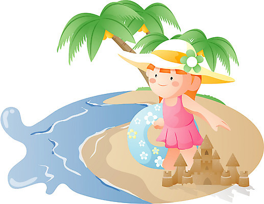 EPS 주간 직업 모자 학생 계절 여자 어린이라이프 초등학생 어린이 바다 일러스트 한명 사람 소녀 야외 여름 야자수 유치원생 모래성 튜브 여자만 여자한명만 어린이만 소녀만 소녀한명만 국내일러스트 자연요소 나무 1 라이프스타일 잡화 모래 파일형식 벡터
