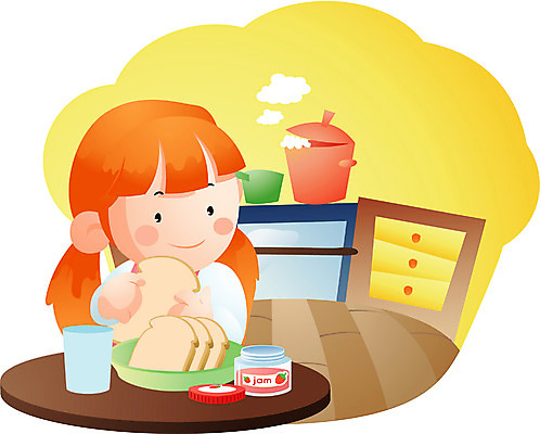 EPS 직업 학생 여자 어린이라이프 초등학생 어린이 빵 일러스트 실내 한명 사람 소녀 식사 유치원생 잼 여자만 여자한명만 어린이만 소녀만 소녀한명만 국내일러스트 1 라이프스타일 음식 내부 소스_음식 파일형식 벡터