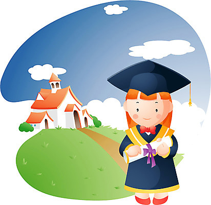 EPS 주간 직업 학생 여자 어린이교육 교육 어린이라이프 초등학생 어린이 일러스트 졸업 하늘 한명 사람 소녀 야외 유치원 유치원생 언덕 여자만 여자한명만 어린이만 소녀만 소녀한명만 국내일러스트 자연요소 1 라이프스타일 파일형식 벡터