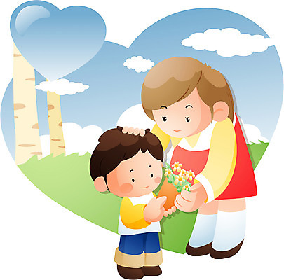 EPS 주간 나무 구름 직업 학생 여자 남자 꽃 어린이라이프 어린이 일러스트 하늘 사람 소년 야외 두명 교사 유치원생 하트 언덕 감사 어린이만 국내일러스트 자연요소 모양 식물 라이프스타일 감정 파일형식 벡터