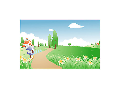 EPS 주간 나무 구름 사계절 계절 꽃 길 겨울 일러스트 자연 하늘 주택 풍경 사람없음 야외 봄 유치원 우체통 풀 언덕 국내일러스트 자연요소 식물 교육 건물 생태계 파일형식 벡터
