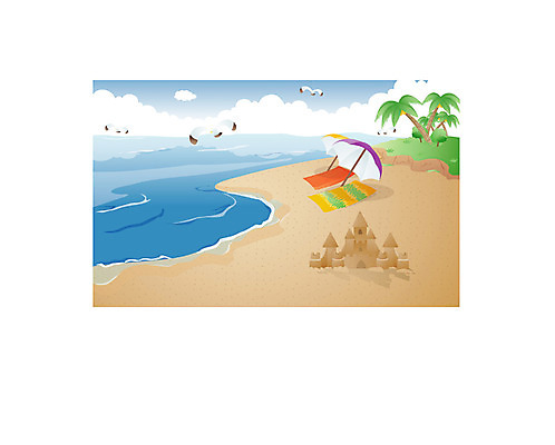 EPS 주간 나무 식물 사계절 계절 파도 바다 겨울 일러스트 자연 갈매기 하늘 풍경 해변 사람없음 야외 여름 수건 야자수 파라솔 돗자리 모래성 국내일러스트 자연요소 모래 조류 위생용품 생태계 파일형식 벡터