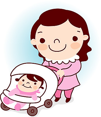 EPS 전신 클립아트 여자 일러스트 가족 엄마 서기 사람 두명 아기 유모차 여자만 국내일러스트 관계 모션 아기용품 파일형식 벡터