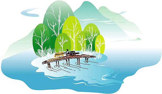 EPS 주간 클립아트 나무 사계절 계절 백그라운드 일러스트 자연 휴가 휴식 산 풍경 사람없음 야외 여름 강 국내일러스트 자연요소 식물 컨셉 생태계 파일형식 벡터