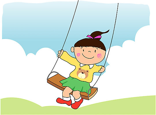 EPS 주간 클립아트 여자 초등학생 어린이 일러스트 놀이 한명 사람 소녀 야외 놀이터 그네 그네타기 여자만 여자한명만 어린이만 소녀만 소녀한명만 국내일러스트 자연요소 1 학생 파일형식 벡터