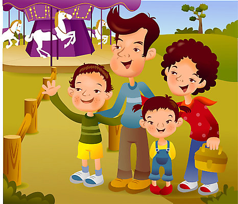 전신 계절 여자 기념일 남자 딸 행복 아들 일러스트 가족 엄마 사람 여러명 야외 소풍 화목 봄 놀이공원 아빠 놀이기구 어린이날 5월 핵가족 즐거움 회전목마 상업시설 국내일러스트 감정 다수 컨셉 관계 이벤트 야외활동 테마파크 날짜 시설 상업