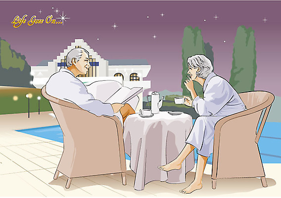 EPS 웰빙 부부 커플 여자 할아버지 노년 남자 행복 할머니 여유 커피 여행 일러스트 수영장 함께함 사랑 사람 야외 두명 생활 실버라이프 마주보기 풀장 노부부 수영 로맨틱 풀 실버 야간 동행 금술 우피족 잉꼬부부 노인만 성인만 국내일러스트 자연요소 식물 라이프스타일 감정 음료 컨셉 관계 모션 성인 수상스포츠 파일형식 벡터