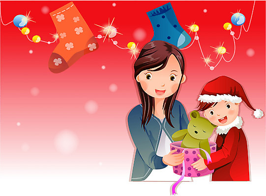EPS 계절 여자 기념일 남자 종교 어린이 크리스마스 겨울 일러스트 가족 엄마 기념 선물 사랑 가족애 사람 이벤트 소년 두명 축하 국내일러스트 모자관계 감정 아들 컨셉 관계 파일형식 벡터