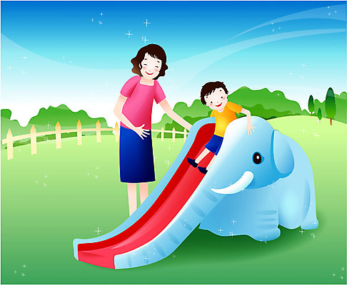 EPS 주간 공원 공공시설 여자 남자 행복 아들 어린이 일러스트 가족 엄마 사랑 사람 소년 야외 두명 화목 미끄럼틀 놀이터 모정 보살핌 국내일러스트 자연요소 감정 컨셉 관계 놀이 놀이기구 시설 파일형식 벡터