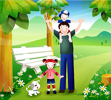 EPS 주간 공원 공공시설 여자 남자 딸 행복 아들 어린이 벤치 일러스트 가정 가족 휴식 사람 취미 야외 라이프 세명 공휴일 산책 자녀 아빠 개 주말 국내일러스트 자연요소 기념일 감정 컨셉 의자 포유류 관계 생활 시설 파일형식 벡터