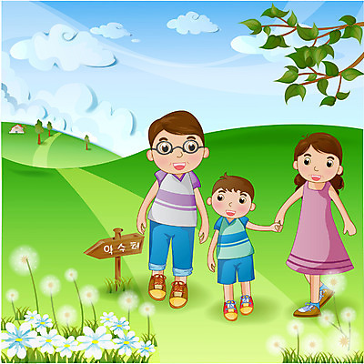 EPS 주간 사계절 계절 여자 남자 행복 아들 백그라운드 일러스트 가족 엄마 사람 풍경 잔디 초원 야외 세명 여름 소풍 화목 아빠 약수터 국내일러스트 자연요소 식물 감정 컨셉 관계 야외활동 파일형식 벡터