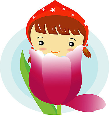 EPS 클립아트 라이프스타일 계절 여자 꽃 어린이 일러스트 상상 요정 사람 상반신 봄 어린이만 가상인물 국내일러스트 식물 생활 파일형식 벡터