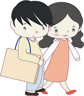 EPS 전신 클립아트 라이프스타일 커플 여자 남자 일러스트 서기 사람 성인 두명 쇼핑 쇼핑백 성인만 국내일러스트 가방 관계 모션 생활 파일형식 벡터