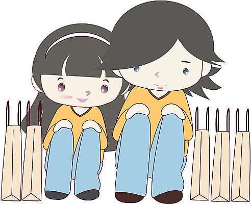 EPS 전신 클립아트 라이프스타일 커플 여자 남자 일러스트 사람 앉기 성인 두명 쇼핑 쇼핑백 성인만 국내일러스트 가방 관계 모션 생활 파일형식 벡터