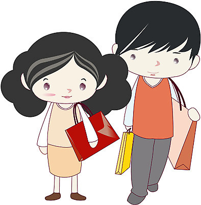 EPS 전신 클립아트 라이프스타일 커플 여자 남자 일러스트 서기 사람 성인 두명 쇼핑 쇼핑백 성인만 국내일러스트 가방 관계 모션 생활 파일형식 벡터