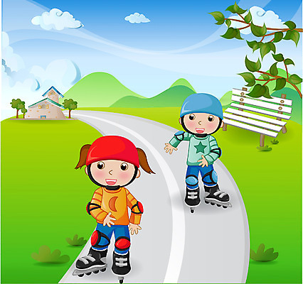 EPS 주간 나무 여자 남자 딸 행복 아들 어린이 백그라운드 벤치 의자 일러스트 가족 산 주택 건강 사람 풍경 소녀 소년 초원 야외 두명 레포츠 운동 화목 롤러블레이드 어린이만 국내일러스트 자연요소 식물 감정 가구 컨셉 관계 레저 취미 건물 파일형식 벡터