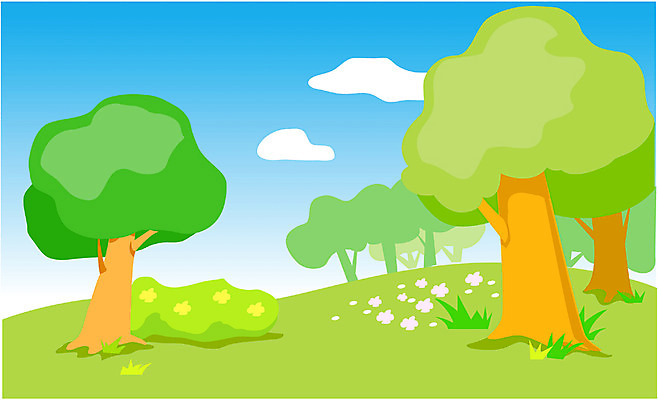 EPS 주간 나무 공원 공공시설 꽃 백그라운드 일러스트 자연 하늘 산 풍경 초원 사람없음 야외 풀 놀이터 산속 교외 국내일러스트 자연요소 식물 놀이 시설 생태계 파일형식 벡터