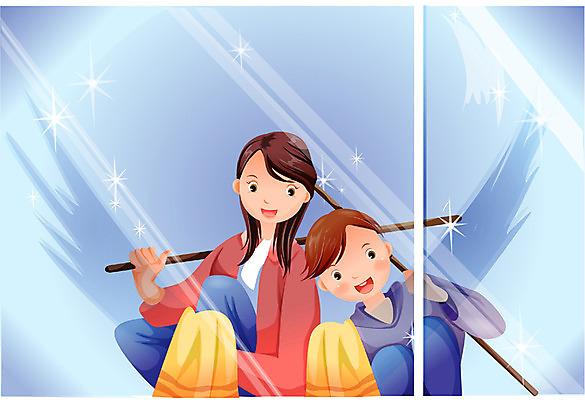 EPS 여자 남자 행복 아들 어린이 가사 일러스트 창문 가정 가족 엄마 사랑 가족애 웃음 사람 앉기 소년 두명 부모 화목 자녀 작업실 청소도구 청소 즐거움 유리창청소 국내일러스트 모자관계 감정 컨셉 관계 모션 표정 도구 파일형식 벡터