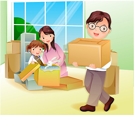 EPS 주간 여자 남자 딸 행복 안경 어린이 인형 일러스트 포장 창문 가정 가족 엄마 집안 새출발 주택 실내 사랑 가족애 사람 소녀 세명 부모 화목 짐 자녀 운반 아빠 이사 핵가족 즐거움 이삿짐 국내일러스트 자연요소 잡화 감정 컨셉 관계 새로움 내부 건물 출발 파일형식 벡터