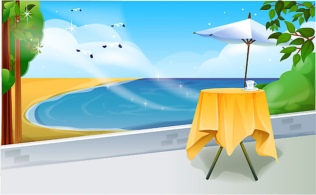 EPS 주간 구름 건축물 바다 여행 백그라운드 일러스트 자연 탁자 갈매기 하늘 휴가 풍경 해변 사람없음 야외 발코니 차 국내일러스트 자연요소 건축 음료 가구 조류 생태계 파일형식 벡터