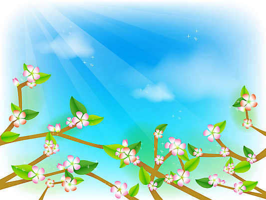 EPS 주간 나무 식물 사계절 계절 꽃 백그라운드 일러스트 자연 하늘 풍경 사람없음 야외 봄 흰색 국내일러스트 자연요소 컬러 생태계 파일형식 벡터