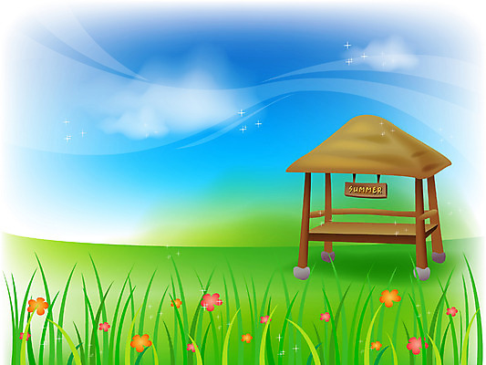 EPS 주간 구름 시설물 사계절 계절 건축 백그라운드 고건축 한국건축 일러스트 자연 하늘 풍경 초원 사람없음 야외 여름 동양건축 원두막 국내일러스트 자연요소 건축물 생태계 파일형식 벡터 동양