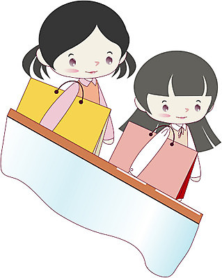 EPS 클립아트 라이프스타일 공공시설 여자 일러스트 서기 사람 상반신 성인 두명 친구 쇼핑 쇼핑백 에스컬레이터 여자만 성인여자만 성인만 국내일러스트 가방 관계 모션 생활 시설 파일형식 벡터