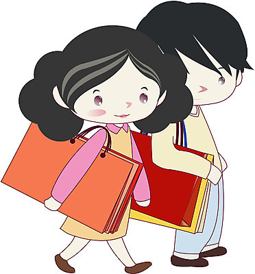 EPS 전신 클립아트 라이프스타일 커플 여자 남자 일러스트 서기 사람 상반신 성인 두명 쇼핑 쇼핑백 성인만 국내일러스트 가방 관계 모션 생활 파일형식 벡터