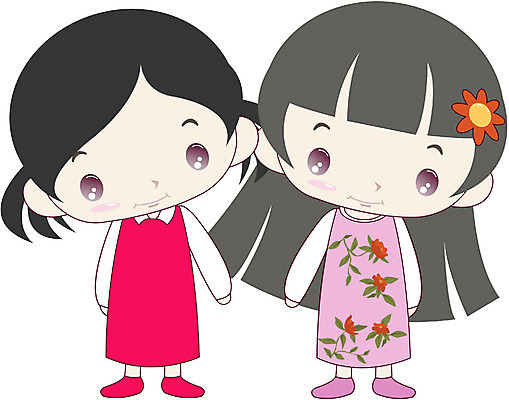 EPS 전신 클립아트 캐릭터 여자 어린이 일러스트 서기 사람 소녀 두명 친구 여자만 어린이만 소녀만 일러캐릭터 관계 모션 파일형식 벡터