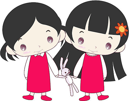 EPS 전신 클립아트 캐릭터 여자 어린이 인형 일러스트 서기 사람 소녀 두명 친구 여자만 어린이만 소녀만 일러캐릭터 관계 모션 파일형식 벡터