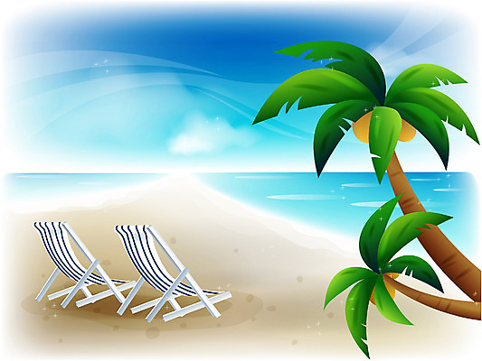 EPS 주간 구름 사계절 계절 바다 여행 백그라운드 일러스트 자연 하늘 휴가 풍경 해변 사람없음 야외 여름 야자수 선베드 야자열매 국내일러스트 자연요소 나무 열매 의자 생태계 파일형식 벡터