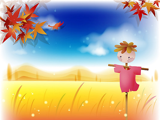 EPS 주간 나무 식물 사계절 계절 백그라운드 단풍 낙엽 일러스트 자연 하늘 단풍나무 풍경 초원 사람없음 야외 가을 허수아비 가을배경 국내일러스트 자연요소 잎 농업 생태계 파일형식 벡터 가을_계절