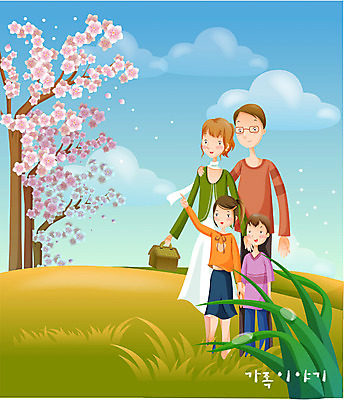 EPS 주간 계절 여자 남자 꽃 딸 아들 일러스트 가족 하늘 엄마 사랑 가족애 사람 소년 여러명 야외 봄 벚꽃 아빠 꽃놀이 국내일러스트 자연요소 식물 감정 어린이 다수 관계 축제 파일형식 벡터